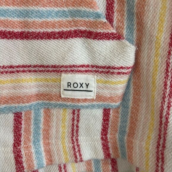 Roxy Colorful Striped Summer Beach Poncho Hoodie, Size Large - Picture 8 of 12